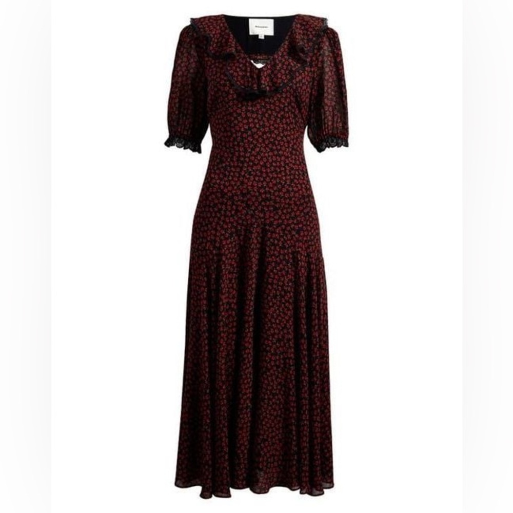 Reformation Women's Purple Evra Lace Trim Maxi Dress M